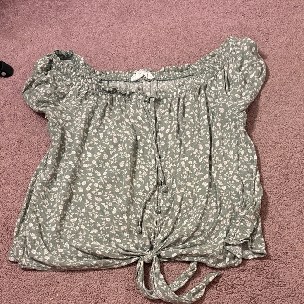 Hippie Rose Green Floral Blouse